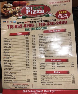 Menu photo 7 Not Ray's Pizza Brooklyn, NY