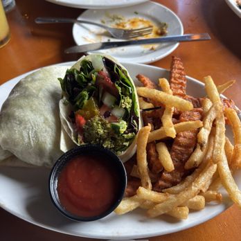 Perfect Pear Bistro - Strawberry Fields Salad as a wrap with falafel protein - New American Near Me - Tempe, Arizona Perfect Pear Bistro - Strawberry Fields Salad as a wrap with falafel protein - New American Near Me - Tempe, Arizona