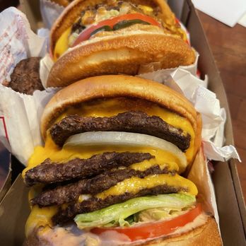 In-N-Out Burger - Dad's night off: 4x4 with onions, a double-double animal style, a single animal style, and two puppy patties - Fast Food Near Me - Carlsbad, California
