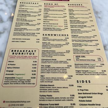 Lokal Sandwich + Burger Bar - Menu - Sandwiches Near Me - Venice, California Lokal Sandwich + Burger Bar - Menu - Sandwiches Near Me - Venice, California