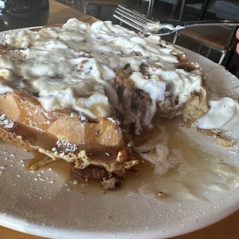 Nina's Brunch - Pecan waffle with whipped cream and syrup - Breakfast & Brunch Near Me - Forney, Texas