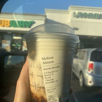 Starbucks - Double shot espresso with a splash of almond milk and all that good stuff. - Coffee & Tea Near Me - Mission Hills, California Starbucks - Double shot espresso with a splash of almond milk and all that good stuff. - Coffee & Tea Near Me - Mission Hills, California
