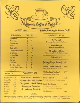 Menu photo 2 Moon’s Coffee & Cafe Jefferson City, TN Menu photo 2 Moon’s Coffee & Cafe Jefferson City, TN