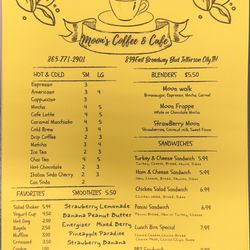 Moon’s Coffee & Cafe - Menu