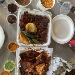 1/2 Chicken 1/2 Ribs Medio Pollo y Media Costilla