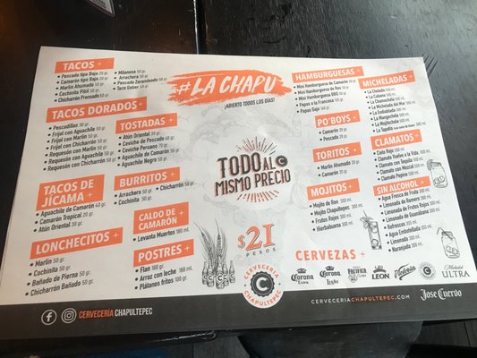 Menu photo 2 Cerveceria Chapultepec Oaxaca de Juárez, OAX Menu photo 2 Cerveceria Chapultepec Oaxaca de Juárez, OAX