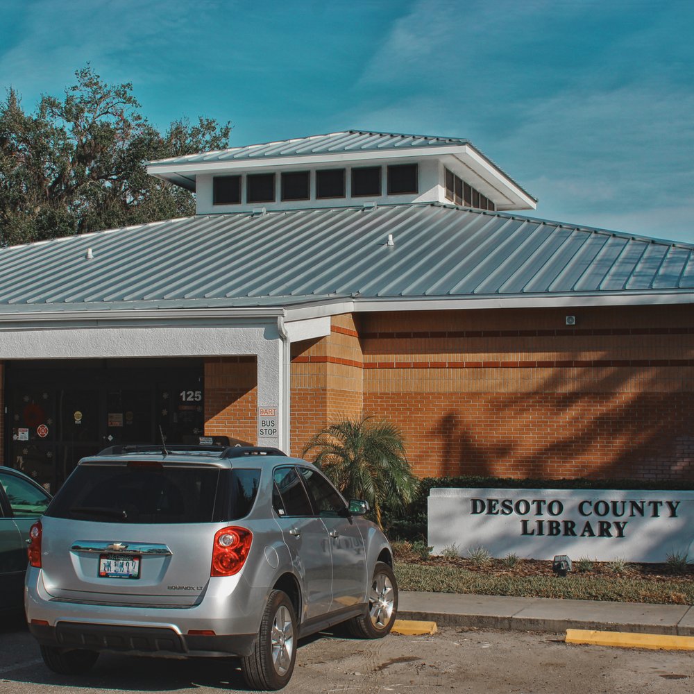 DeSoto County Library - Part of parking lot and entrance as seen from Hillsborough Ave. - Libraries Near Me - Arcadia, Florida DeSoto County Library - Part of parking lot and entrance as seen from Hillsborough Ave. - Libraries Near Me - Arcadia, Florida