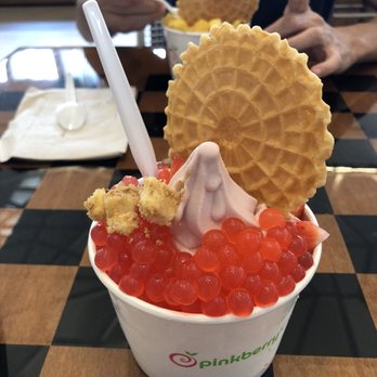 Pinkberry - a waffle sundae in a cup with a waffle on top - Ice Cream & Frozen Yogurt Near Me - Taylor, Michigan Pinkberry - a waffle sundae in a cup with a waffle on top - Ice Cream & Frozen Yogurt Near Me - Taylor, Michigan