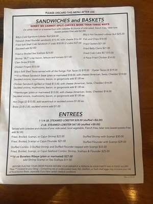 Menu photo 5 Billys By the Bay Greenport, NY