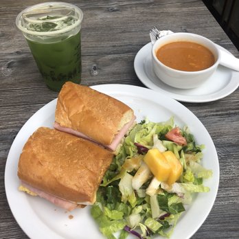 Cafe Dulce - iced chacha matcha, jambon de paris sandwich, and cup of daily soup (chicken tortilla) - Coffee & Tea Near Me - Los Angeles, California Cafe Dulce - iced chacha matcha, jambon de paris sandwich, and cup of daily soup (chicken tortilla) - Coffee & Tea Near Me - Los Angeles, California