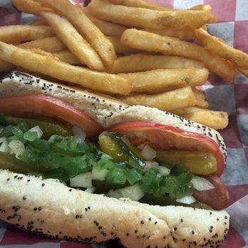 Windy City Pizza - Chicago Dog with all the fixings!!! - Pizza Near Me - Delray Beach, Florida Windy City Pizza - Chicago Dog with all the fixings!!! - Pizza Near Me - Delray Beach, Florida