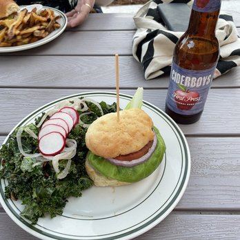 Grind Burger Kitchen - Veggie burger on gluten free bun & kale salad - Burgers Near Me - Louisville, Kentucky