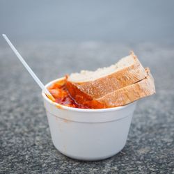 Farmářské tržiště Náplavka - Sauerkraut soup with smoked meats and sausage. Was amazing to eat on a cold winter morning.