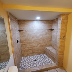S&R Tile Services - Small shower with bench