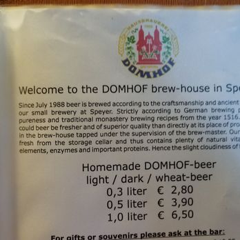 Hausbrauerei Domhof - The dark bier was wonderful. - Breweries Near Me - Speyer, RP Hausbrauerei Domhof - The dark bier was wonderful. - Breweries Near Me - Speyer, RP