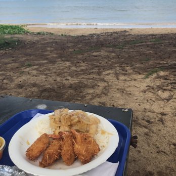 Shrimp Shack - Surf & Surf - Mahi Mahi & Coconut Shrimp (usually comes with Garlic Shrimp & we subbed it out!) - Seafood Near Me - Hauula, Hawaii