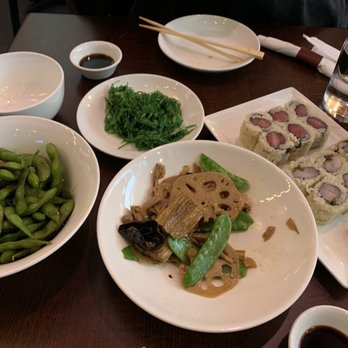 Mola - Edamame, mola veggies, blue fin and salmon rolls, seaweed salad - Sushi Bars Near Me - Pittsburgh, Pennsylvania Mola - Edamame, mola veggies, blue fin and salmon rolls, seaweed salad - Sushi Bars Near Me - Pittsburgh, Pennsylvania