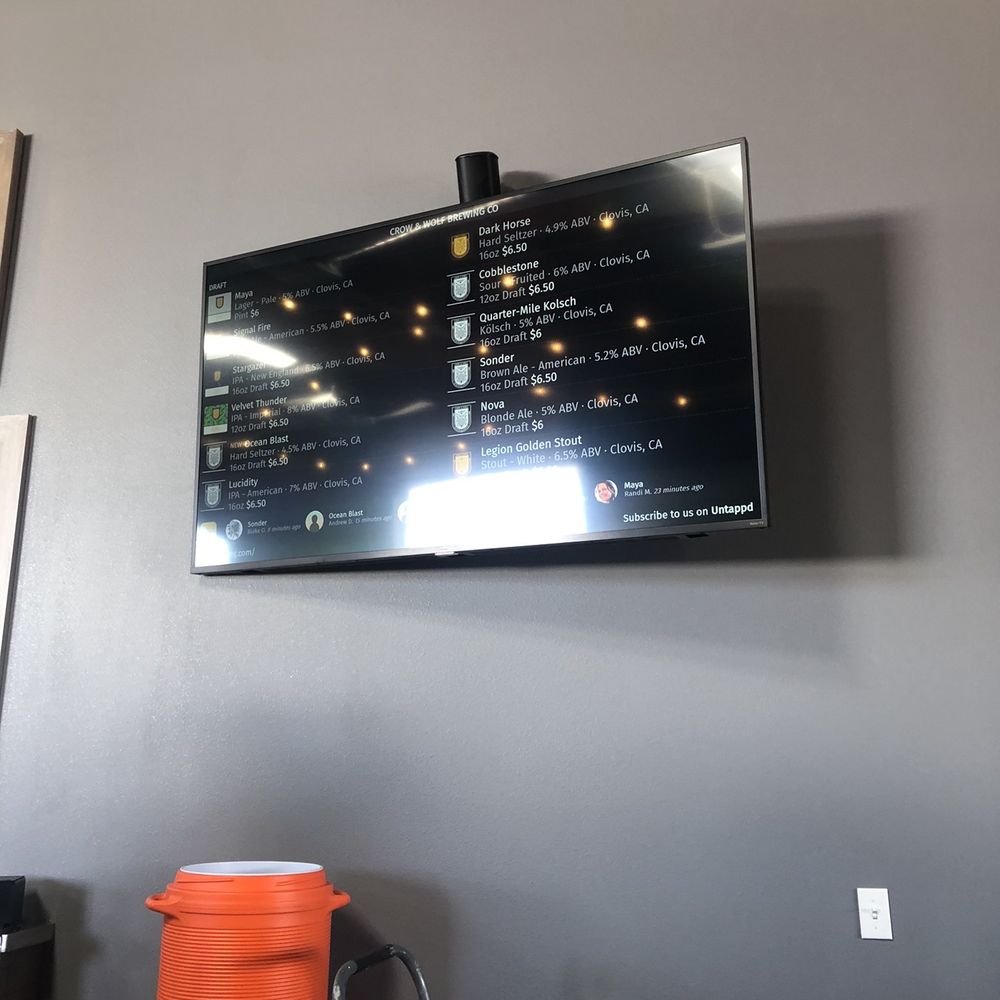 Crow & Wolf - Their menu on the wall - Breweries Near Me - Clovis, California