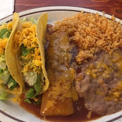 El Nuevo Mexicali III - Number 2.  Two tacos, enchilada, with rice and beans