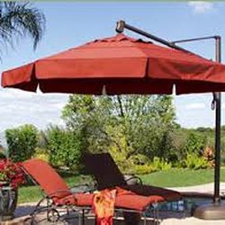 Yard Art Patio & Fireplace - Cantilever Umbrella