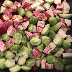 Alix Landman, MPH, RD - Roasting Brussels and Beets!!  450 for 40 minutes