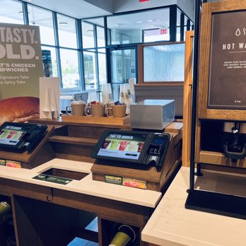 Panera Bread - Self-ordering station with pagers, cups, and beverages. - Salad Near Me - Grovetown, Georgia Panera Bread - Self-ordering station with pagers, cups, and beverages. - Salad Near Me - Grovetown, Georgia