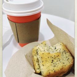Soul Good Coffee - Lemon poppy seed muffin and small hot drip coffee.