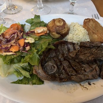 La Maison Grecque - Lamb with salad, rice and potatoes. Also comes with lentil or vegetable soup! - Greek Near Me - Montreal, Quebec