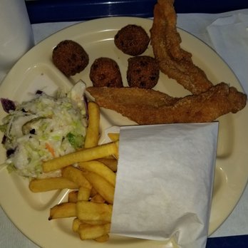 Miss K's Home Plate - Fried catfish plate w/fries, hush puppies and colealaw - American Near Me - Liberty, Mississippi