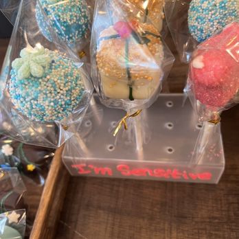 Sunflour Dessert & coffee - "I'm sensitive" sign was very cute. (Cake pops) - Desserts Near Me - Lawrenceville, Georgia