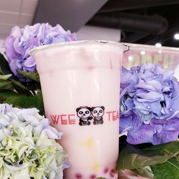 WeeTea - Denver - a cup of bubble tea and flowers - Bubble Tea Near Me - Denver, Colorado
