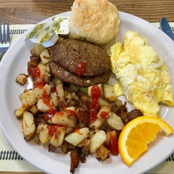 Breakfast Station - Depot Breakfast: 2 scrambled eggs, 2 sausage patties, home fries, biscuit - Breakfast & Brunch Near Me - Land O' Lakes, Florida Breakfast Station - Depot Breakfast: 2 scrambled eggs, 2 sausage patties, home fries, biscuit - Breakfast & Brunch Near Me - Land O' Lakes, Florida