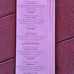 Soquel Vineyards - Wine tasting menu
