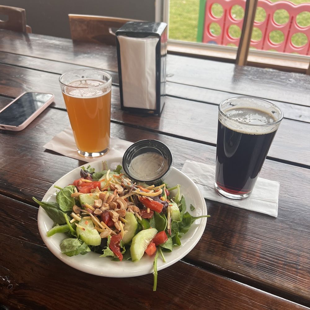 Beer and salad Beer and salad