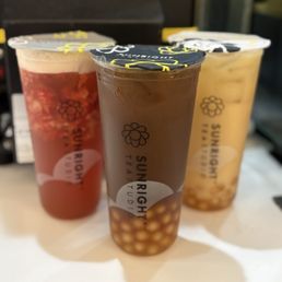 Strawberry Jasmine Tea, Green Tea Yakult, and Tie Guan Yin Oolong Tea Strawberry Jasmine Tea, Green Tea Yakult, and Tie Guan Yin Oolong Tea
