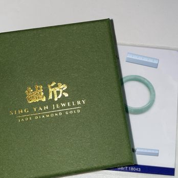 Sing Yan Jewelry - Box and certificate for authentic Jade bangle. - Jewelry Near Me - Los Angeles, California Sing Yan Jewelry - Box and certificate for authentic Jade bangle. - Jewelry Near Me - Los Angeles, California