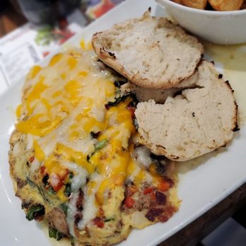 Another Broken Egg Cafe - Supreme Omelette, I asked to add spinach, peppers and tomatoes. It was divine. - Breakfast & Brunch Near Me - Columbia, South Carolina Another Broken Egg Cafe - Supreme Omelette, I asked to add spinach, peppers and tomatoes. It was divine. - Breakfast & Brunch Near Me - Columbia, South Carolina