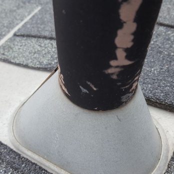 Goodfellas Chimney Services - No seal on vents. Allows water to penetrate between pipe and metal boot. Allowing water intrusion into roof and attic. - Chimney Sweeps Near Me Goodfellas Chimney Services - No seal on vents. Allows water to penetrate between pipe and metal boot. Allowing water intrusion into roof and attic. - Chimney Sweeps Near Me