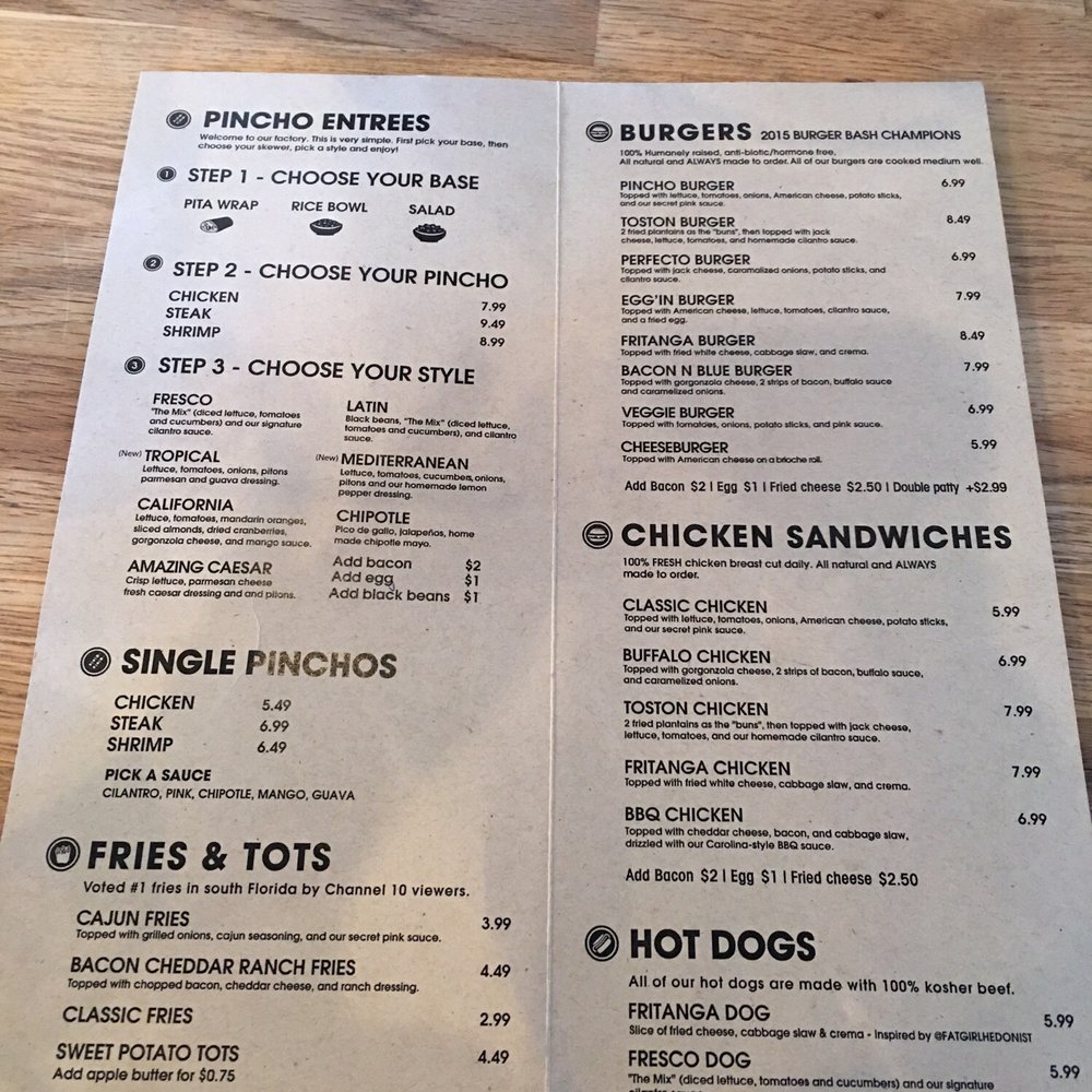 PINCHO - The menu - Burgers Near Me - Miami, Florida PINCHO - The menu - Burgers Near Me - Miami, Florida
