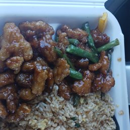 Honey chicken,orange chicken, and rice Honey chicken,orange chicken, and rice