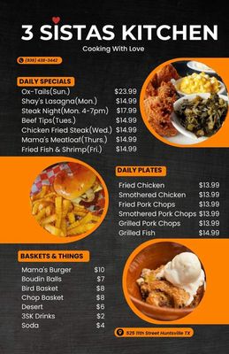 Menu photo 5 3 Sistas Kitchen Huntsville, TX Menu photo 5 3 Sistas Kitchen Huntsville, TX
