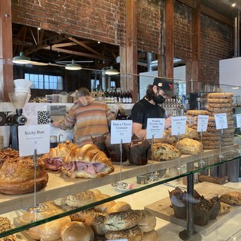 Handlebar Coffee Roasters - Inside, display of pastries and bagels - Coffee Roasteries Near Me - Santa Barbara, California Handlebar Coffee Roasters - Inside, display of pastries and bagels - Coffee Roasteries Near Me - Santa Barbara, California