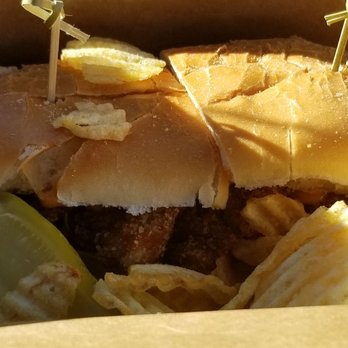 Catch Oyster Bar - Oyster Po Boy served with chips - Seafood Near Me - Patchogue, New York