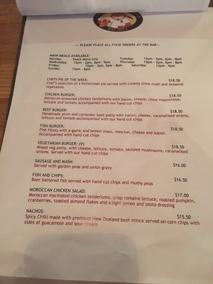 Menu photo 1 Spitting Feathers Auckland, AUK
