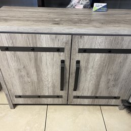 Our new kitchen cabinet for storing my puppy's food and other belongings. Our new kitchen cabinet for storing my puppy's food and other belongings.