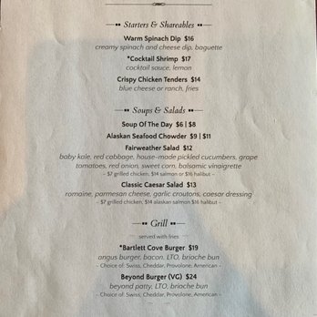 Fairweather Dining Room - Intros and starters - American Near Me - Gustavus, Alaska