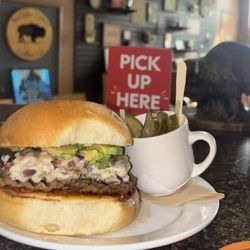 Buffalo Grove Coffee - Chicken salad on sourdough and we added turkey sausage, and avocado.