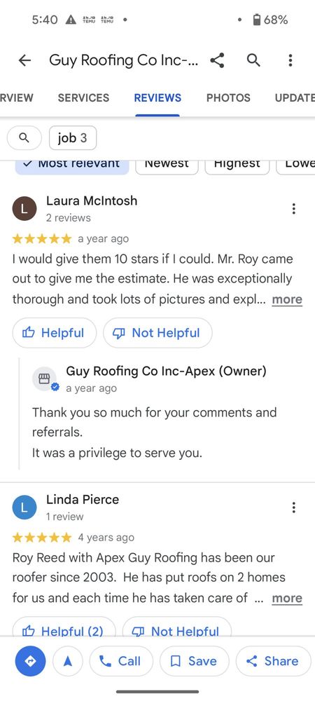 Slide of Apex Guy Roofing