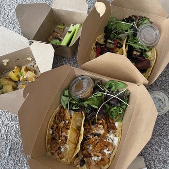 Cafe Gratitude - I Am Grounded (Garlic Potatoes) I Am Zesty (Buffalo Cauliflower) I Am Flourishing (Mushroom Tacos) I Am Strong (Curry Sweet Potato Tacos) - Vegan Near Me - Kansas City, Missouri Cafe Gratitude - I Am Grounded (Garlic Potatoes) I Am Zesty (Buffalo Cauliflower) I Am Flourishing (Mushroom Tacos) I Am Strong (Curry Sweet Potato Tacos) - Vegan Near Me - Kansas City, Missouri