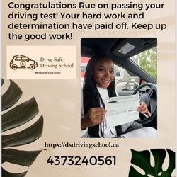 Drive Safe Driving School - Rue passed her G2 on the first attempt from London